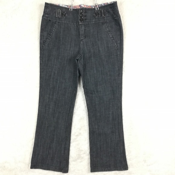 One5one Womens Pants Trouser Denim Indigo Wash Flare Mid‎ Rise 10 - Picture 1 of 10